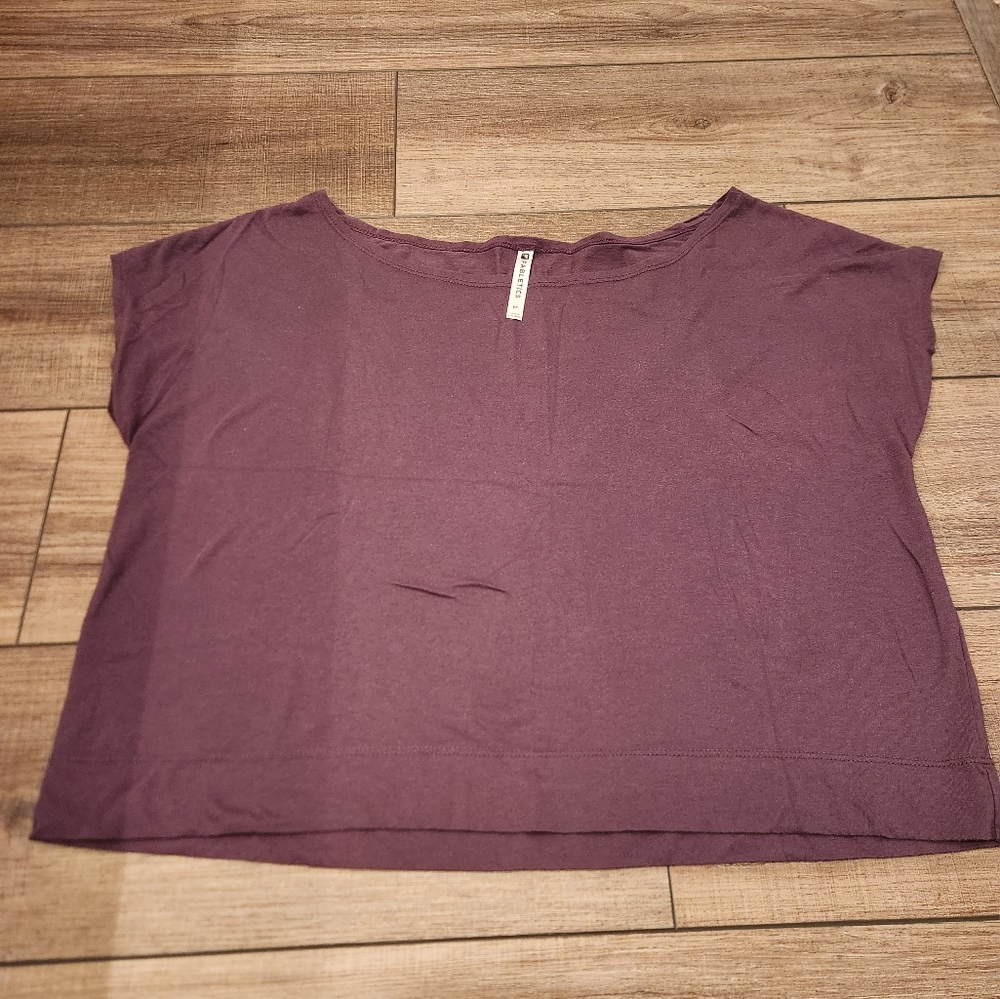Fabletics loose off the shoulder cropped top purple